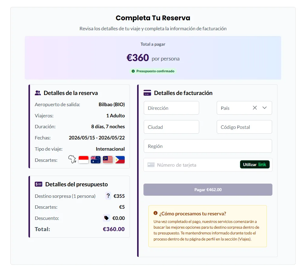 Confirmación de reserva
